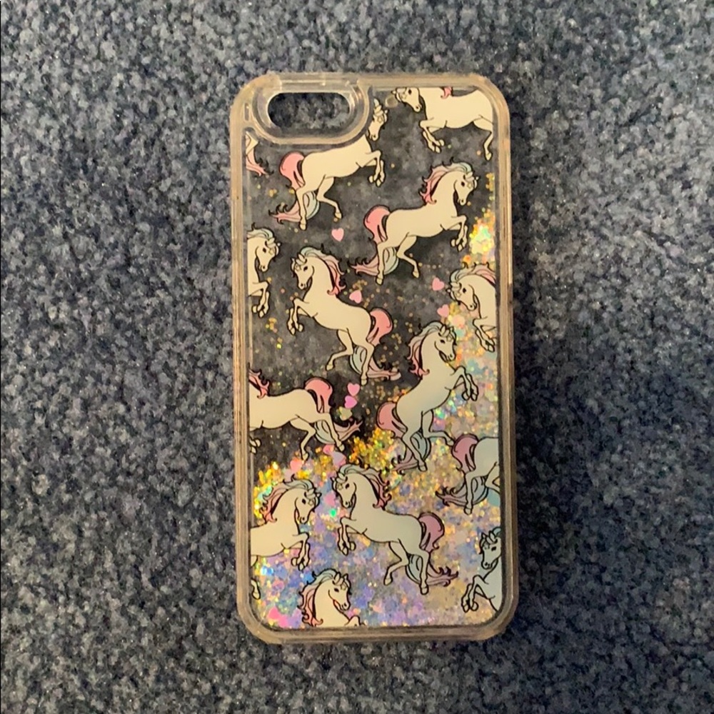 unicorn glitter clear phone case
